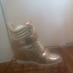 Gold/silver mid calf gym boots
